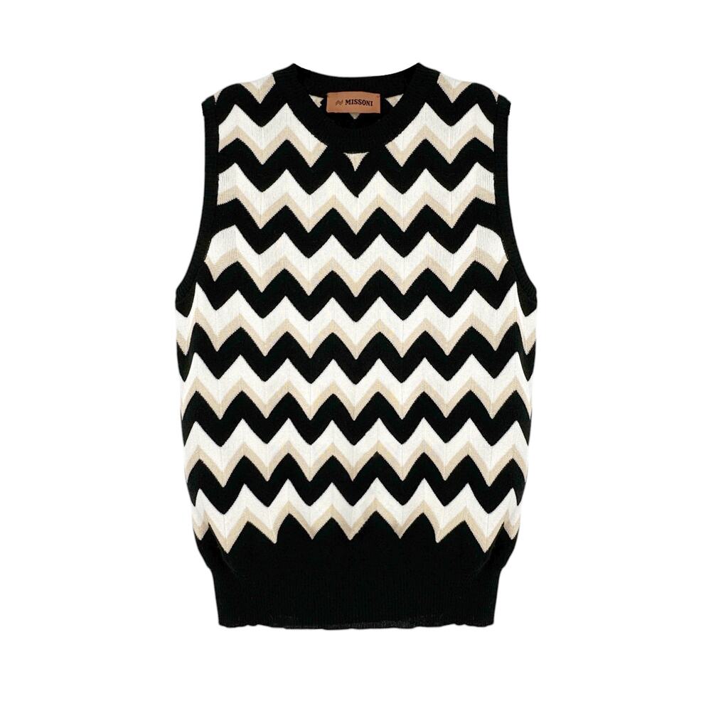 MISSONI Tank Top Zigzag Knit Sweater IT42|M